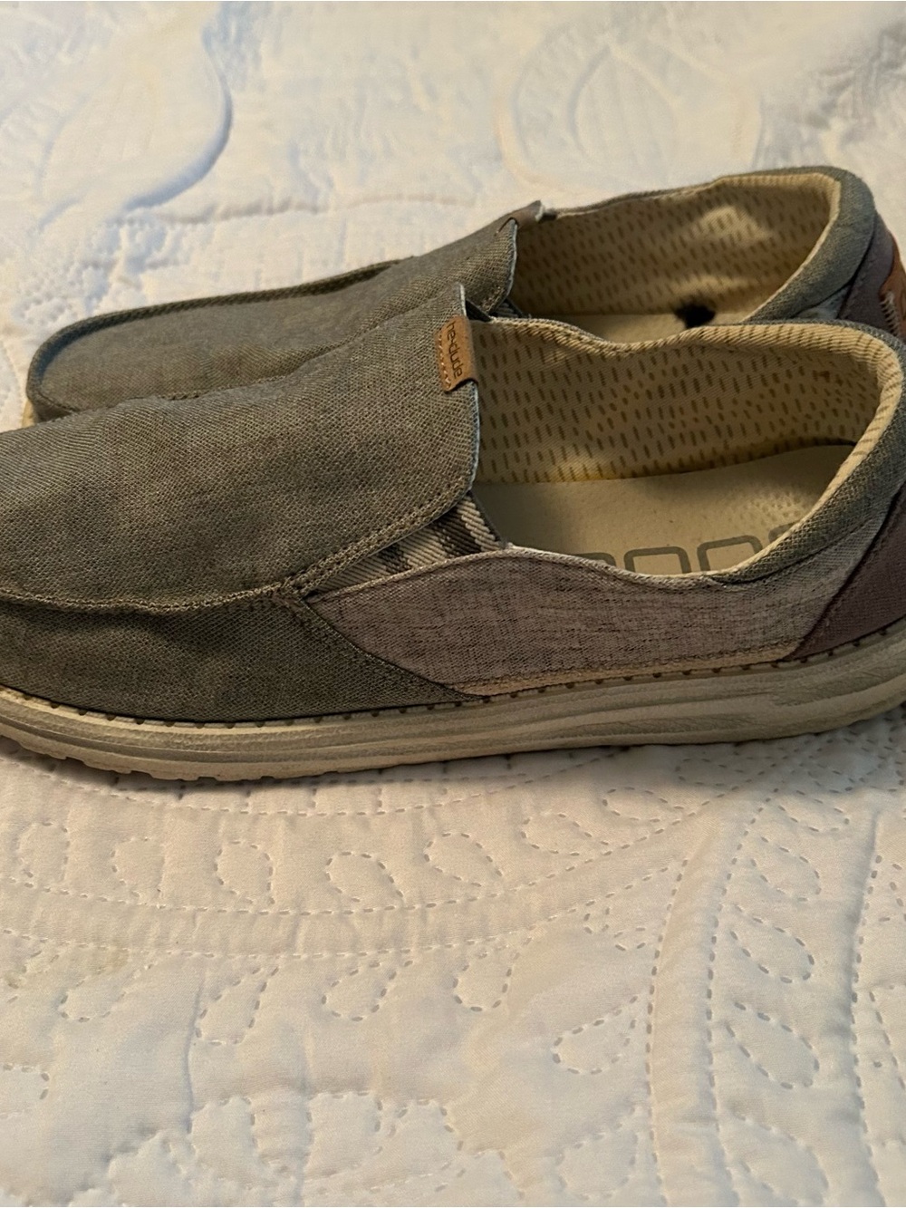 Hey Dude Men's Thad Gray Canvas Slip-On Loafers